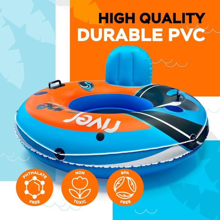2025 New & Upgraded Sunlite Sports Heavy Duty River Tube Inflatable, Premium Water Float to Lounge Above Lake and River, Outdoor Water Raft Sport Fun, Recreational Use - Image 7