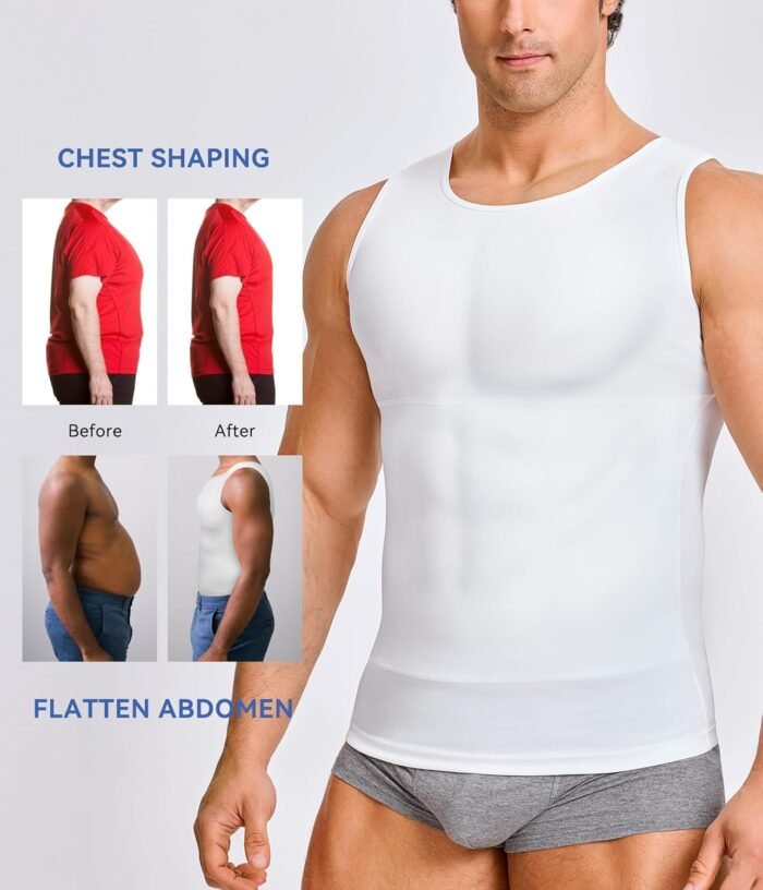 Mens Compression Shirt Slimming Body Shaper Vest Workout Tank Tops Abs Abdomen Undershirts - Image 6