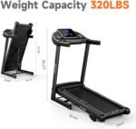 Treadmill for Home, 3-Level Manual Incline, 3.25HP Walking Jogging Running Machine, 320LBS Weight Capacity, 7.6 MPH Max Speed, Compact Portable Treadmills for Home Small/Office - Image 8