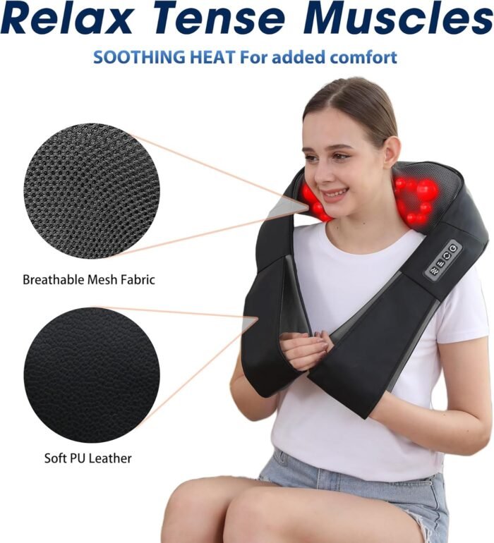 Shiatsu Neck and Back Massager with Heat, Electric Deep Tissue Kneading Neck and Shoulder Massage, Best Gifts for Women Men Mom Dad Mothers Fathers Day Birthday Gift (NOT Cordless) - Image 6