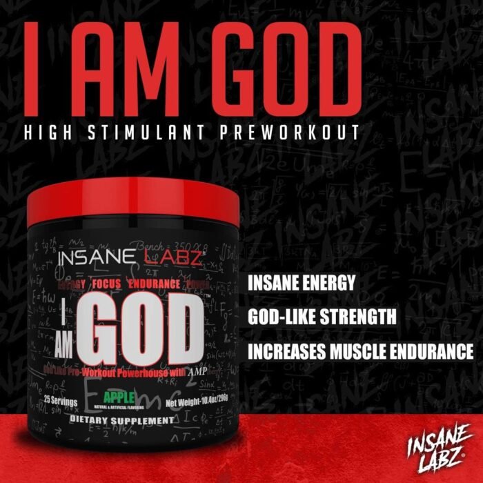 Insane Labz I am God Pre Workout, High Stim Pre Workout Powder Loaded with Creatine and DMAE Bitartrate Fueled by AMPiberry, Energy Focus Endurance Muscle Growth,25 Srvgs,Drink Ye All of It - Image 5