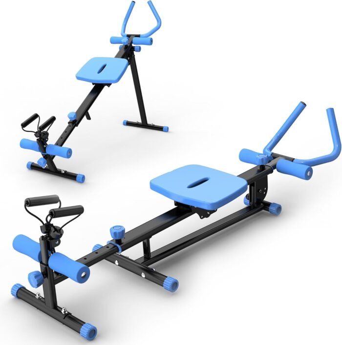 4-in-1 Exercise Equipment Rowing Machine Leg Press Machine Ab Glider Machine Roman Chair Fitness Equipment for Ab Workout Core Strength Training - Image 2