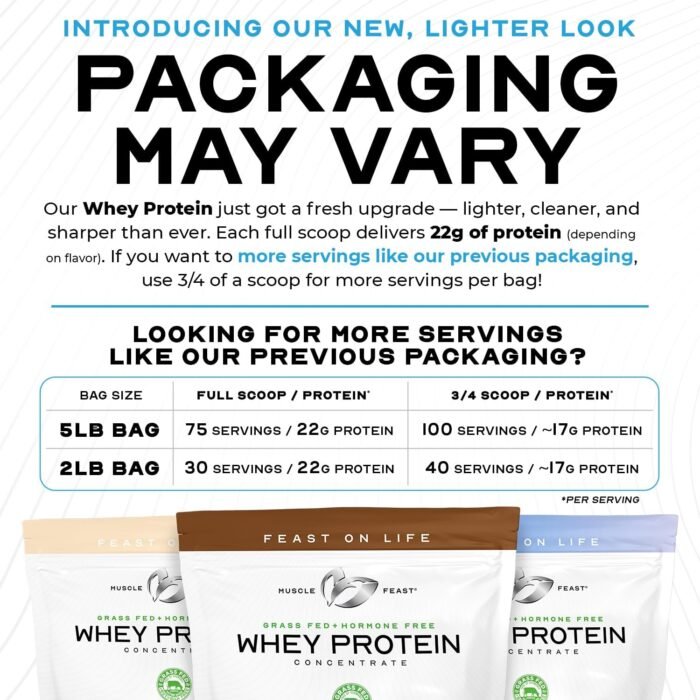 Muscle Feast Grass-Fed Whey Protein Concentrate Powder, All Natural, Hormone Free Pasture Raised Whey Protein Powder for Women & Men, Clean, Non-GMO & Gluten Free Whey Concentrate - Vanilla, 5lb - Image 3
