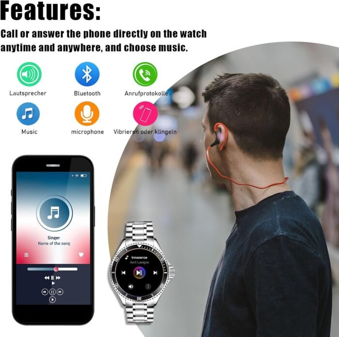 Smart Watch for Android Phones,Fitness Tracking smartwatch with Answer/Make Calls, Sports Compatible with Heart Rate Stress and Sleep for Dad Smart Watch (Green) - Image 4