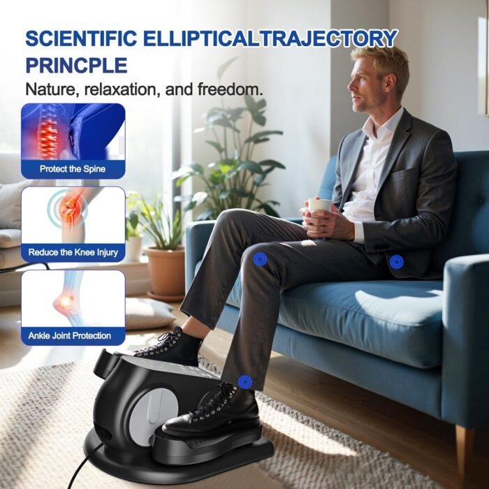 Under Desk Elliptical Machine - Upgraded Model， Ellipse Leg Exerciser for Seniors Fully Assembled, Quiet & Portable，Electric Seated Pedal Exerciser with Remote Control & 12 Adjustable Speeds - Image 6