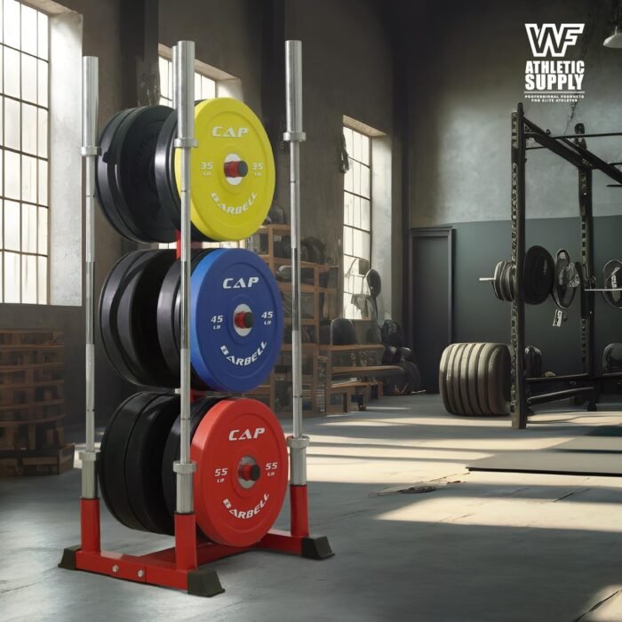 CAPHAUS Olympic Weight Plate Rack for Bumper Plate Storage, w/Barbell Holders and Plate Pegs, Heavy-Duty Olympic Weight Tree for Home Gym, 2 Inch Weight Plate Holder Capable of Holding Up to 800LB - Image 7