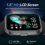 Smart Watches for Men Android & iPhone, 1.8" Alexa Built-in Smartwatches Fitness Tracker Watch with Bluetooth Calls, IP68 Waterproof, Heart Rate/Sleep/SpO2 Monitor, 110 Sport Modes - Black - Image 8