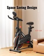 Exercise Bike, Low Noise Stationary Bikes for Home, Adjustable Brake Pad Indoor Cycling Bike, 300lbs Capacity Compact Workout Bike with Tablet Mount & Comfortable Padded Seat - Image 8