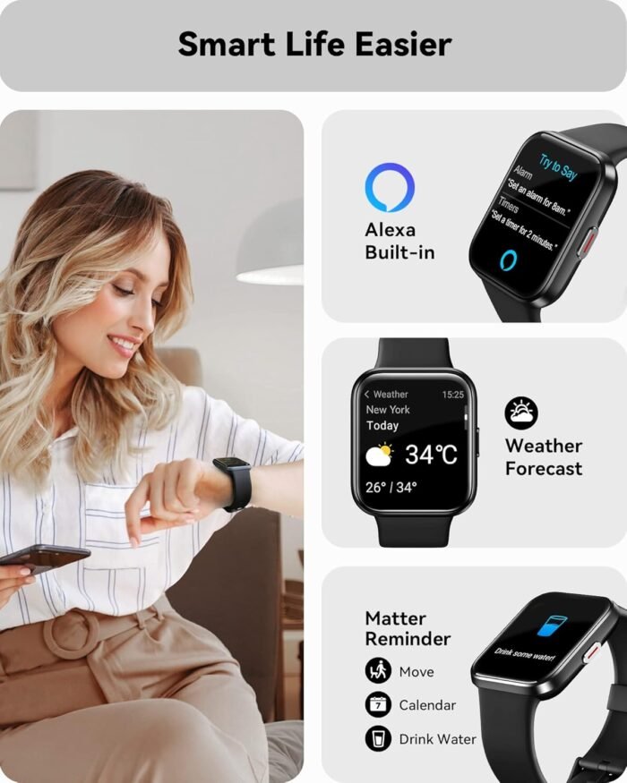 ENOMIR Smart Watch for Men Women(Answer/Make Call), Alexa Built-in,Fitness with Heart Rate SpO2 Sleep Monitor 100 Sports 5ATM Waterproof Activity Trackers and Smartwatches iOS&Android Phones - Image 4