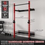 Mikolo Wall Mounted Squat Rack, Folding Power Rack with Lat Pulldown & Cable Crossover System, Power Cage with Pulley System for Home Gym - Image 5
