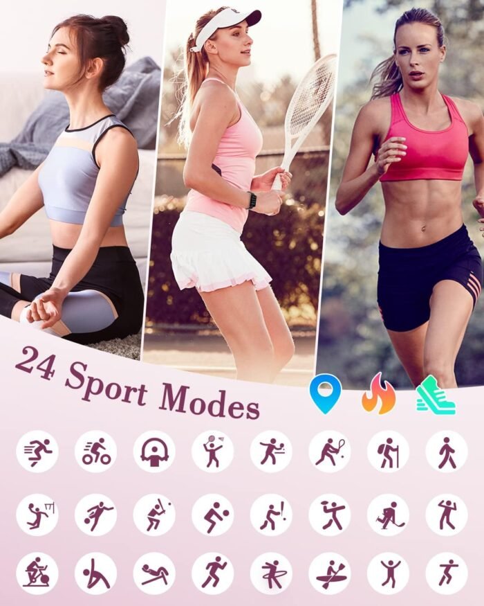 Fitness Watches for Women, LYNN2 Fitness Tracker with Heart Rate Monitor Blood Oxygen/Sleep Tracker Pedometer, Slim Step Tracker Watch for iOS/Android Phones Waterproof (Black) - Image 3