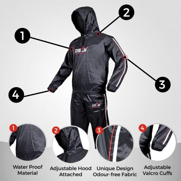DEFY Heavy Duty Sauna Suit for Weight Loss Full Body Wrap Hoodie Men Women Anti-Rip Sweat suit Gym Workout Exercise Gear - Image 6