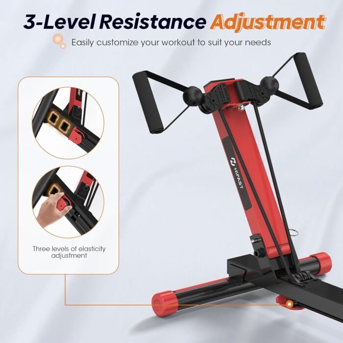 Rowing Machine, 4 in 1 Rowing and Ab Machine with 2 Levels of Workout Resistance, Quiet & Foldable Rower Machine with 3 Adjustable Handle Heights & LCD Monitor, Row Machine for Home Exercise - Image 7