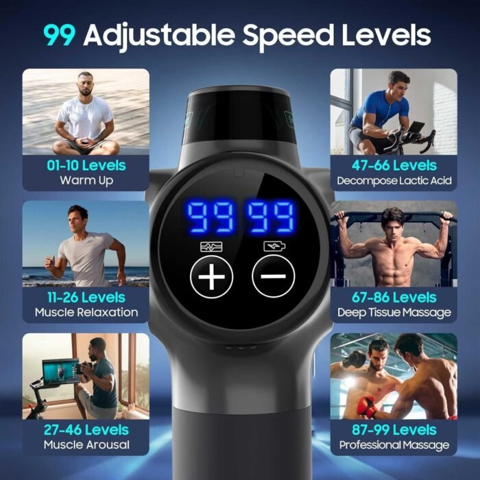 Massage Gun, High-Performance Percussion Massager for Muscle Relief, Professional Deep Tissue Massage Gun&Handheld Muscle Massage Gun with Heat for Full-Body Relaxation with Storage Bag, - Image 3