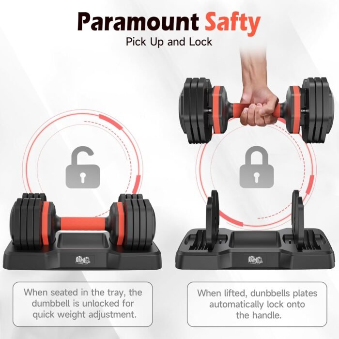 25LB 55LB Adjustable Dumbbells Set, 5LB to 25LB Dumbbell Pair,15LB to 55LB Weight Set of 2, Home Gym 50lbs/110lbs, Anti-Slip Handle for Exercise Equipment - Image 5