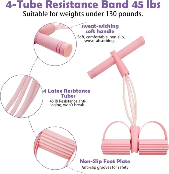 Multifunctional Resistance Bands with Handles and Pedals, 4/6/8 Tubes, 300% Elasticity Latex Tension Rope for Full Body Workouts, Pilates Auxiliary Exercise Equipment - Image 5