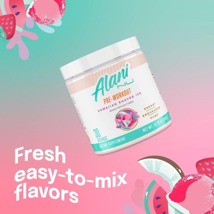 Alani Nu Pre Workout Powder Hawaiian Shaved ICE, Amino Energy Boost, Endurance Supplement, Sugar Free, 200mg Caffeine, L-Theanine, Beta-Alanine, L-Citrulline, 30 Servings - Image 7