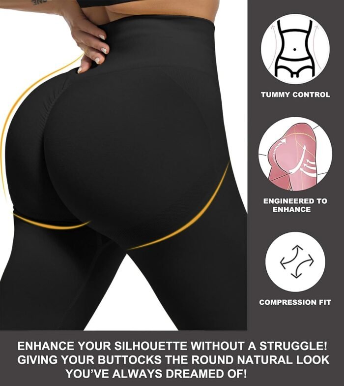 CHRLEISURE Workout Leggings Sets for Women, Gym Scrunch Butt Butt Lifting Seamless Leggings 3 Piece - Image 3