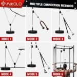 Mikolo Wall Mounted Squat Rack, Folding Power Rack with Lat Pulldown & Cable Crossover System, Power Cage with Pulley System for Home Gym - Image 7