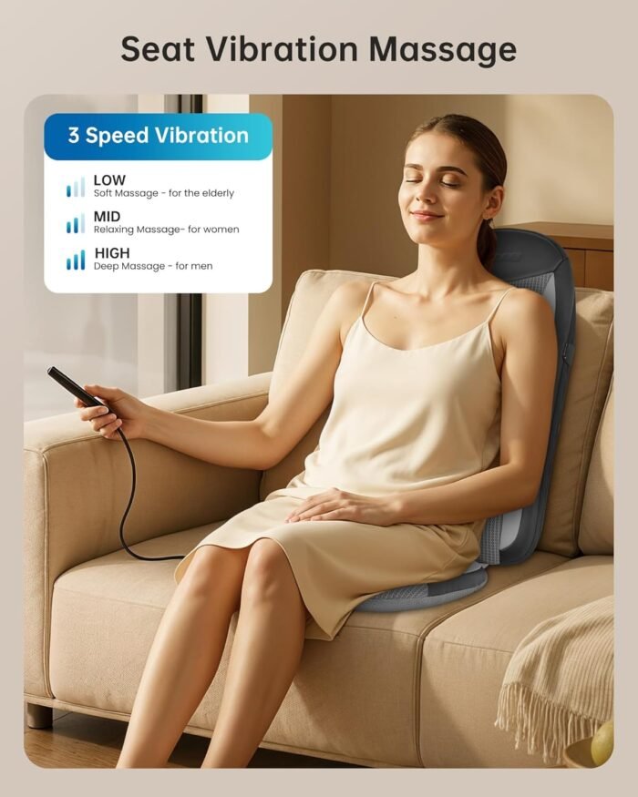 COMFIER Shiatsu Back Massager with Heat,Massage Chair Pad for Back Relief deep,Heated seat Cushion,Chair Massager for Neck,Hip with Kneading & Vibration,Home Office,Gifts for Women Men,Dad,Mom - Image 5
