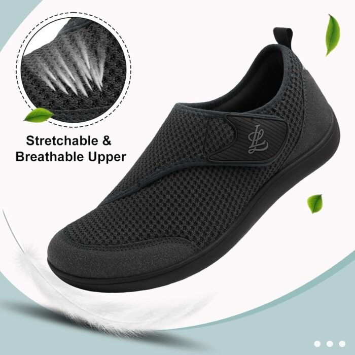 LeIsfIt Mens Walking Shoes Wide Diabetic Shoes Adjustable Barefoot Shoes Breathable Zero Drop Shoes Wide Width Arthritis Edema Shoes - Image 7