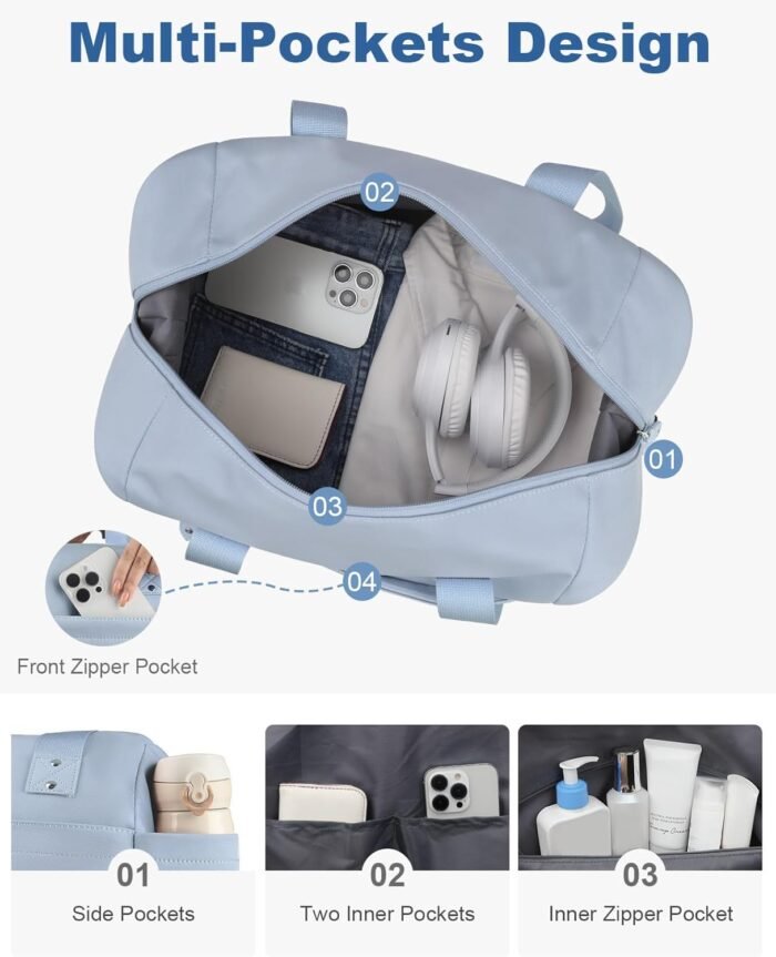 Travel Duffle Bag, Waterproof Weekender Overnight Hospital Bags for Women Men with Toiletry Bag Lightweight Carry on Personal Item Duffle Gym Bag for Travel, Airplanes, Sports - Image 5