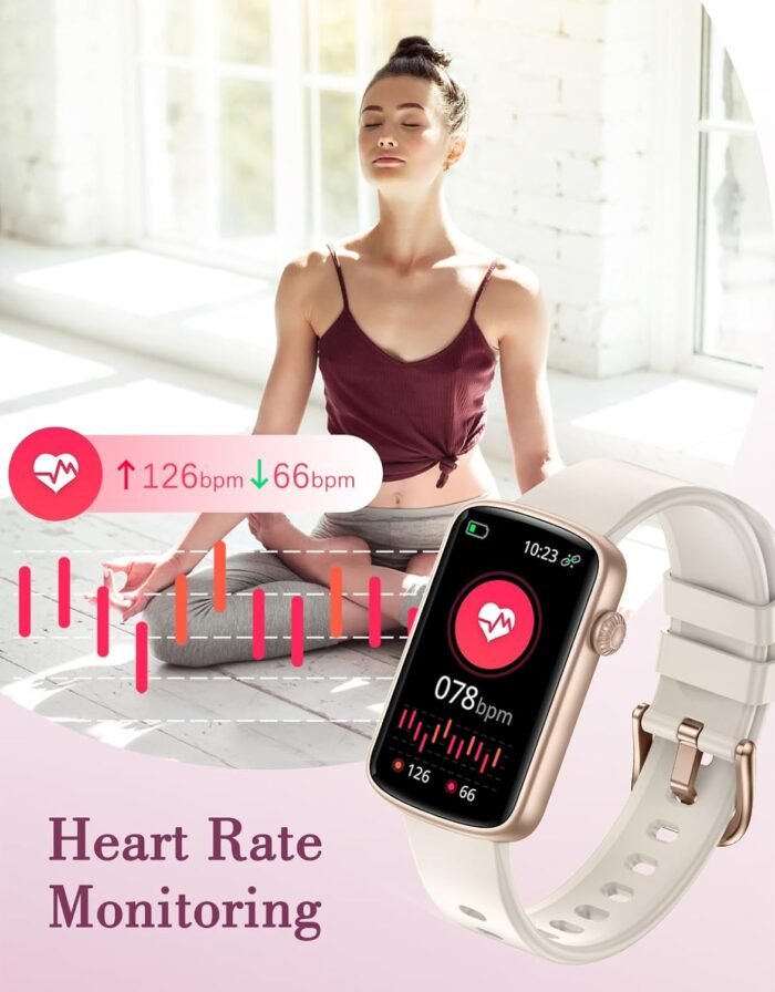 Fitness Watches for Women, LYNN2 Fitness Tracker with Heart Rate Monitor Blood Oxygen/Sleep Tracker Pedometer, Slim Step Tracker Watch for iOS/Android Phones Waterproof Milky White - Image 6