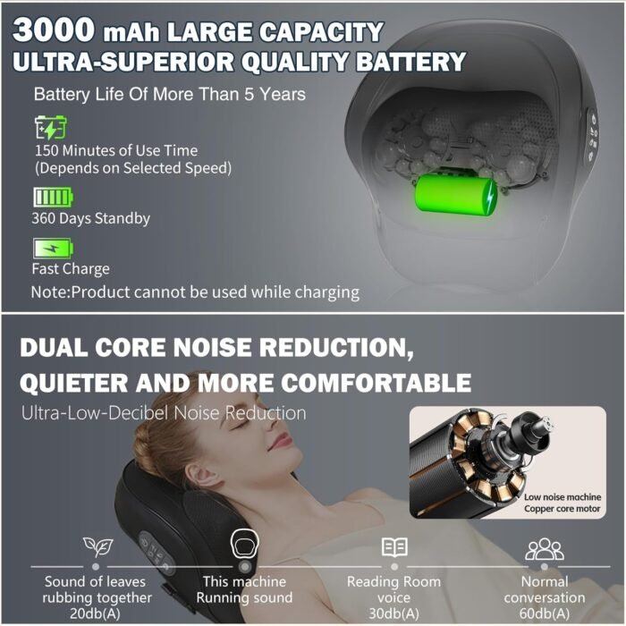 Rechargeable Back and Neck Massager with Heat,U6 New Upgrade Back Massager for Pain Relief Deep Tissue,4D Massage Heads,20 Massage Contacts for Neck,Shoulder,Legs,Foot,Gifts for Women Men - Image 4