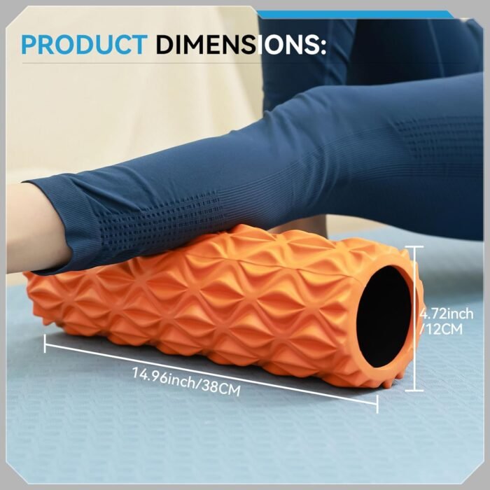 Foam Roller, 15inch Deep Tissue Massager for Muscle Massage, Myofascial Trigger Point Release, Exercise, Yoga, Pilates(Orange) - Image 3