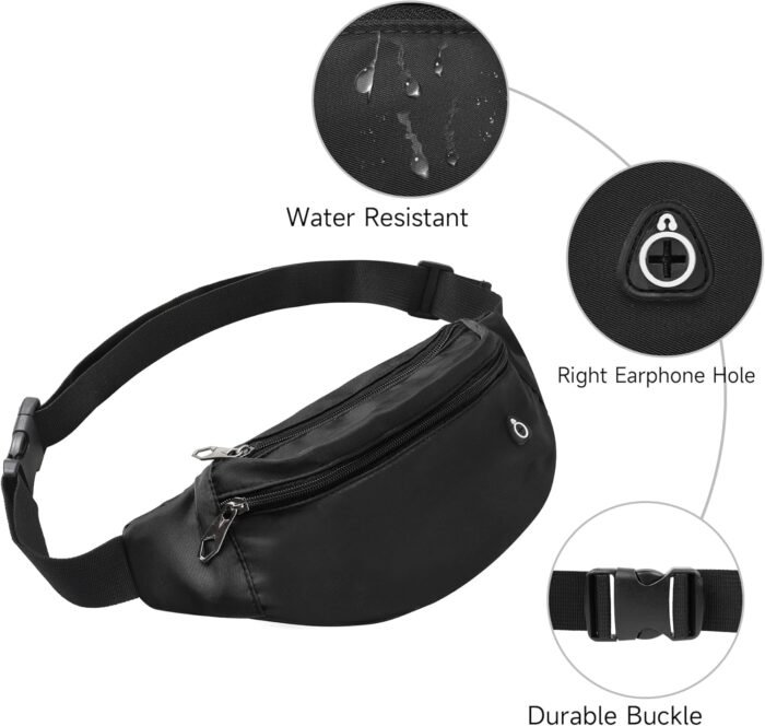 Fanny Pack For Women And Man Crossbody Bag Cross body Bag With Adjustable Strap For Travel Running Hiking Walking Workout Black - Image 4