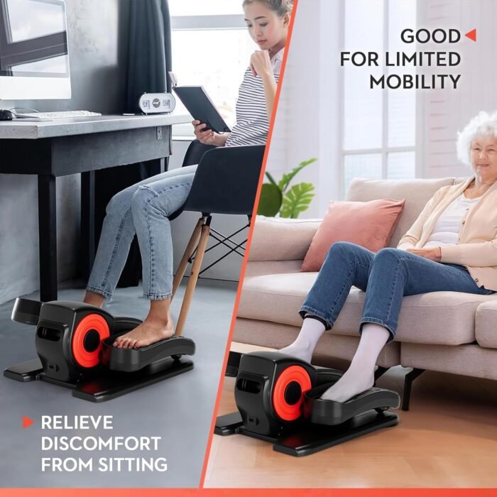 Under Desk Elliptical - Quiet Portable Mini Exercise Seated Pedal Exerciser Electric Leg Exerciser for Home Office Fitness with Adjustable Speed & LCD Display - Image 6