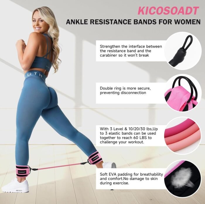 Ankle Resistance Bands,Ankle Weights,Glute & Lower Body Exercises Equipment,Pilates Equipment for Ankle,Workout Sets for Women,Resistance Bands for Working Out,Exercise Bands for Butt Lift - Image 4