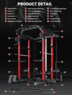 YOLEO Smooth Dual Pulley System Power Cage, 1600LBS Adjustable Cable Crossover Power Rack, Multi-Functional Squat Rack for Home Gym with More Training Attachment - Image 6