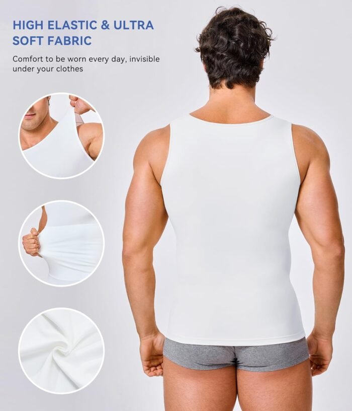 Mens Compression Shirt Slimming Body Shaper Vest Workout Tank Tops Abs Abdomen Undershirts - Image 4