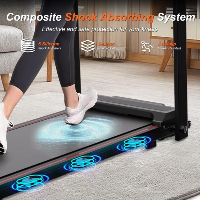 Foldable Treadmill with Handles Treadmills for Home Small Spaces 3HP Folding Treadmills Walking Pad Treadmill with Handle Bar Quiet Walking Machine, 300LBS Capacity, Portable Small Home Gym (Black) - Image 7