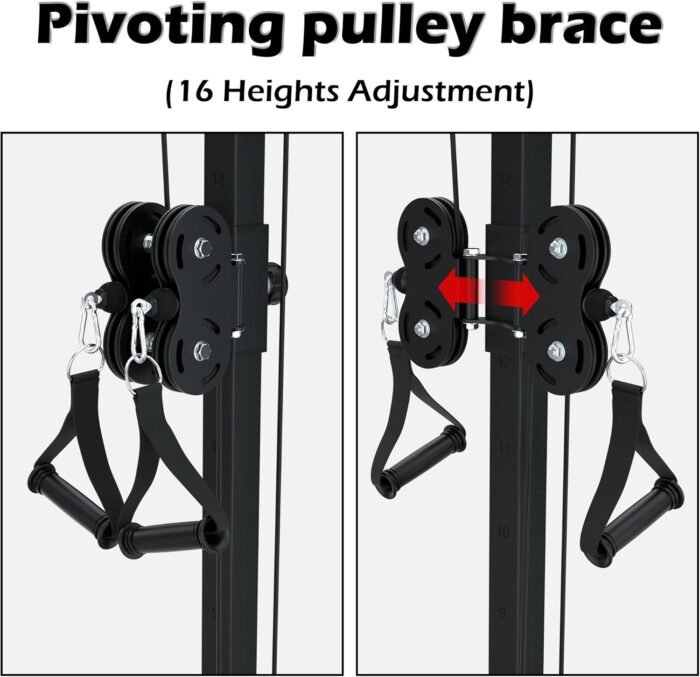 VIVITORY LAT Pull Down and Low Row Cable Machine - 16 Height Adjustable Pulley System for Full Body Workout, Maximum Weight Capacity 400lbs, Perfect for Home Gym, Includes Additional Handle - Image 5