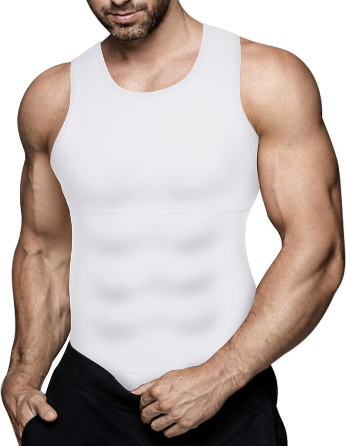 Mens Compression Shirt Slimming Body Shaper Vest Workout Tank Tops Abs Abdomen Undershirts - Image 2