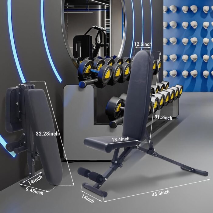 Adjustable Weight Bench 800Lbs Capacity - 4X Stability Vs Standard Benches, FID Incline Decline Bench for Full Body Training, Home Gym & Lifting - Image 5