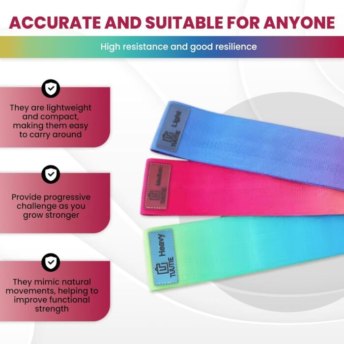 Non-Slip Resistance Bands - Durable Fabric Exercise Bands for Glute Workouts - Lightweight & Compact with 3 Levels - Resistance Bands for Working Out - No Equipment Needed - Image 5