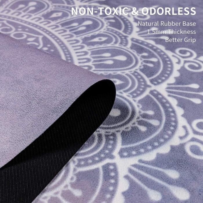 Travel Yoga Mat, Non Slip Exercise Suede Mat with Carry Bag, All-Purpose Fitness Mat with High Density Anti-Tear Surface for Women, Ideal for Pilates Workout (72'' x 26'' x 1.5mm Thick) - Image 4