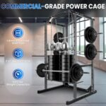1200lbs Heavy Duty Power Cage, Black Squat Rack with Safety Bars, Adjustable J-Hooks and Safety Arms, KQZZIV Power Rack System for Home Gym, Weightlifting and Cross Training - Image 6