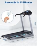 Treadmill with Auto Incline - 300 lb Capacity, 3.0HP Folding Electric Treadmill Up to 8.5 MPH Speed, Running Machine with 17.5" Wide Tread Belt and Bluetooth Speaker for Home Use - Image 4