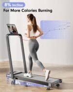 Foldable Treadmill with 8% Incline, Upgrade 3.5HP Low Noise Walking Pad Treadmill with Handle Bar, Trisomy 4 in 1 Portable Under Desk Treadmills for Home/Office, 330 Lbs Capacity, APP & Remote Control - Image 3