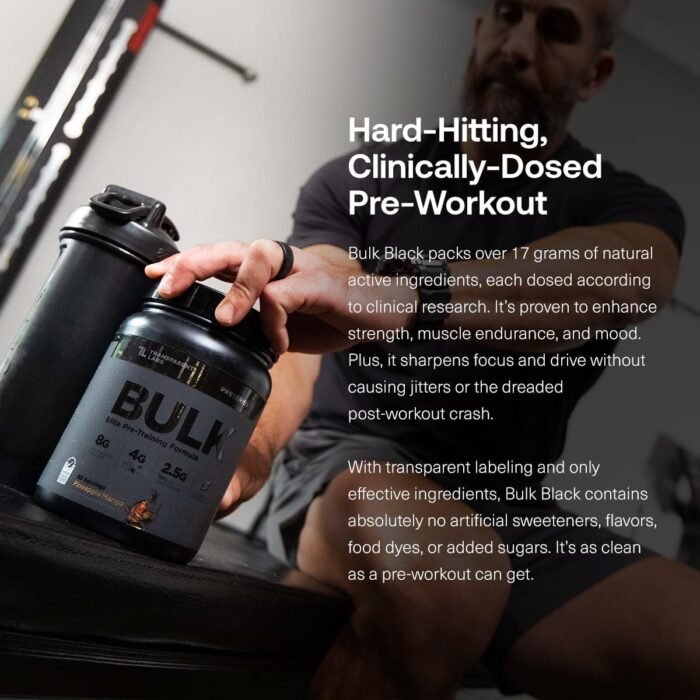 Transparent Labs Bulk Black Pre Workout - Clinically Dosed, Sugar Free Preworkout for Men and Women with Beta Alanine Powder, Citrulline Malate, & Caffeine - 30 Servings, Black Cherry - Image 5