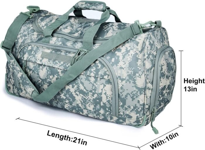 Gym Bag for Women & Men Tactical Duffle Military Weekender Work Out Lightweight Waterproof Sports Tote Shoe Pocket ACU - Image 3