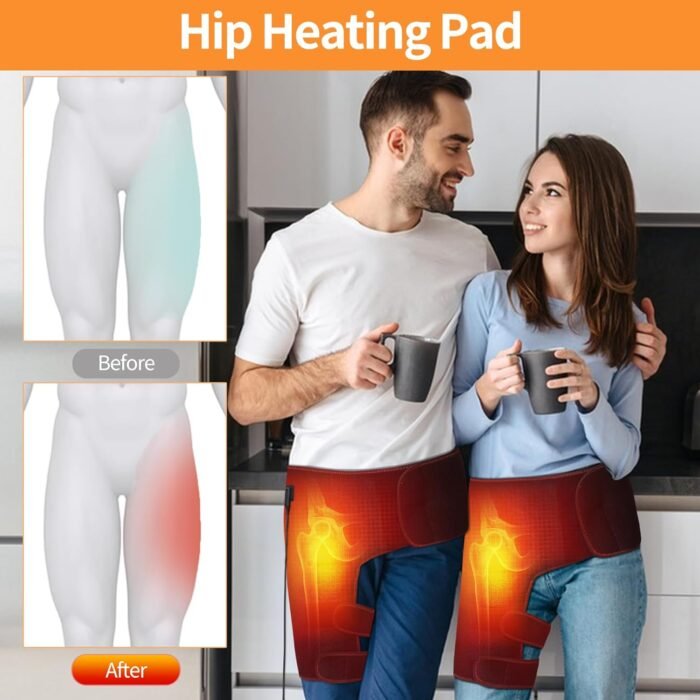 Hip Heating Pad, Electric Heated Hip, Hip Massager Vibration, Thigh/Buttock Electric Heat Pad for Sciatica Nerve Relief - M/L - Image 3
