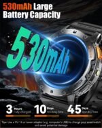 Military Smart Watches for Men with Bluetooth Call, 1.43" AMOLED Waterproof Smartwatch with Flashlight, 111 Sport Modes, 530mAh Heart Rate/SpO2/Sleep Monitor Fitness Tracker for Android iOS - Image 3