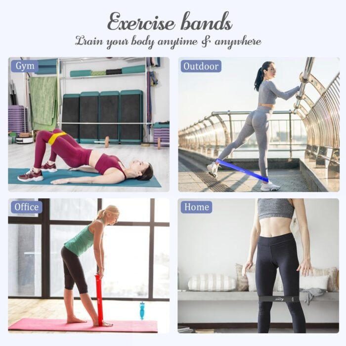 VEICK Resistance Loop Exercise Bands, Elastic Workout Bands for Men Women, Set of 5 Different Resistance Levels Stretch Band for Home Fitness Stretching Strength Training Physical Therap - Image 8