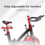 Sunny Health & Fitness Indoor Stationary Exercise Bike, 4-Way Adjustable Seat for Cycling Cardio workout at Home, Optional 49 LB Flywheel, Heavy-Duty & Free SunnyFit App Bluetooth Connect - Image 6