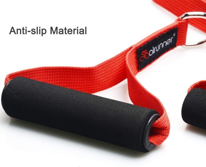 Coolrunner 2 Pair Resistance Band Handles Grips Fitness Strap Wide Design Heavy Duty Cable Handles with Solid ABS Cores, Heavy Gauge Welded D-Rings (4-Piece Set) - Image 5